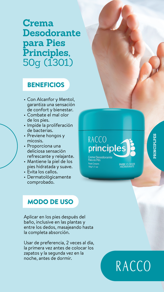 Crema Desodorante para Pies Principles, 50g (1301)