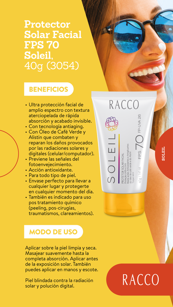 Protector Solar Facial FPS 70 Soleil, 40g (3054)