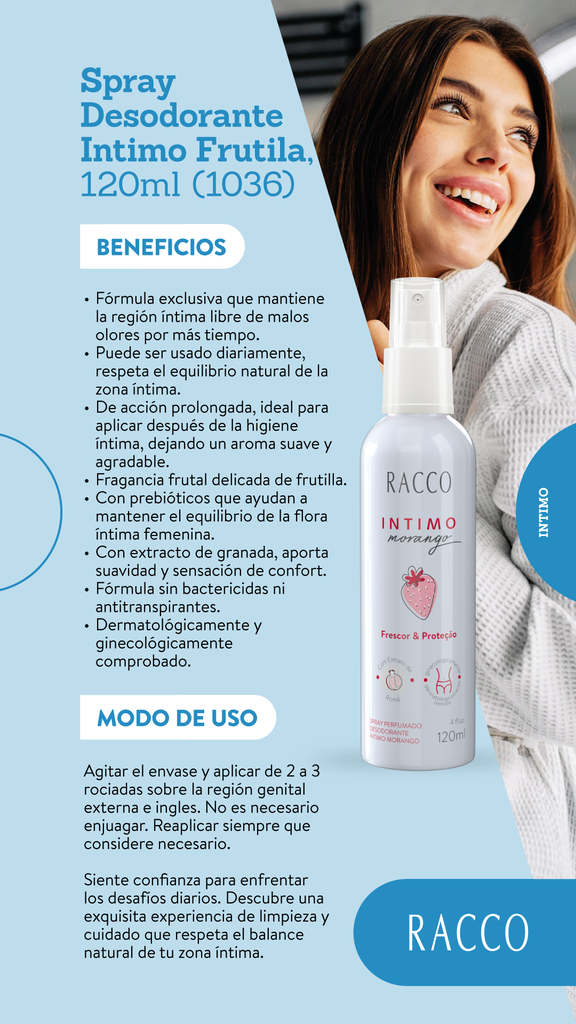 Spray Perfumado Desodorante Intimo Frutilla, 120ml (1036)